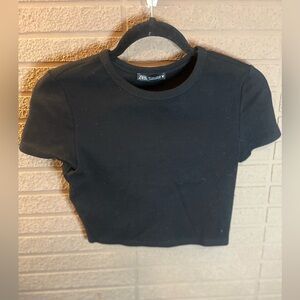 Zara Black Basic Crop Top